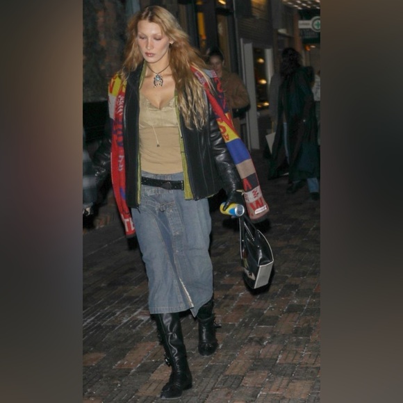 Cop Copine Vintage Y2K Denim Wrap Midi Skirt As Seen On Bella Hadid size Medium - Picture 2 of 16